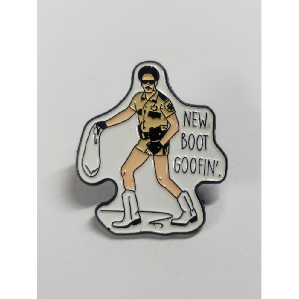 Reno 911 Jim Dangle New Boot Goofin Enamel Pin Funny TV Show Comedy Accessory - Picture 3 of 5